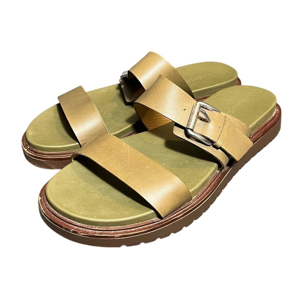 Madewell maximillian two strap‎ lug sandals leather olive green shoes womens 7.5